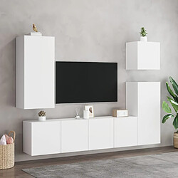 Avis vidaXL Meuble TV mural blanc 40,5x30x90 cm bois d'ingénierie