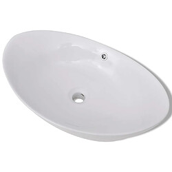 vidaXL Lavabo ovale en céramique avec trop plein 59 x 38,5 cm