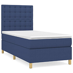 Maison Chic Lit adulte- Lit + matelas,Sommier à lattes de lit avec matelas Bleu 90x200 cm Tissu -GKD83625