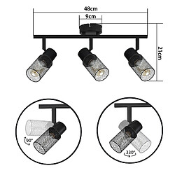 NETTLIFE Plafonnier 3 spots noir vintage E27 pivotant à 330°abat-jour en métal pour salon chambre cuisine d'enfant max. 25W sans ampoule pas cher