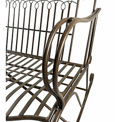 L'Héritier Du Temps Rocking Chair Double Vienne Marron Fauteuil 2 Places de Jardin Banc à Bascule Intérieur Extérieur en Métal Patiné 88x89x114,5cm pas cher