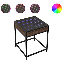 vidaXL Table de chevet avec LED infini chêne marron 40x40x51 cm