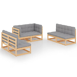 Maison Chic Salon de jardin 6 pcs + coussins - Mobilier/Meubles de jardin - Table et chaises d'extérieur Bois de pin massif -MN53660