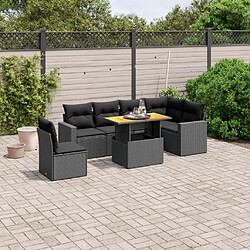 Maison Chic Ensemble Tables et chaises d'extérieur 7pcs avec coussins,Salon de jardin noir résine tressée -GKD485280