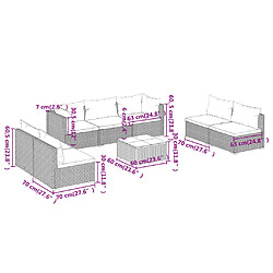 Acheter vidaXL Salon de jardin 8 pcs avec coussins Résine tressée Noir