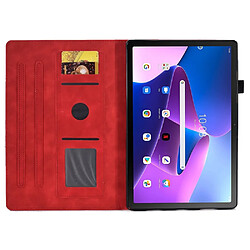 Etui en PU fonction d'éveil/veille automatique avec porte-cartes pour votre Lenovo Tab M10 (Gen 3) - rouge