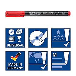 Avis Stylo feutre permanent Staedtler Lumocolor "dry safe" couleurs assorties 1 mm - Pochette de 4