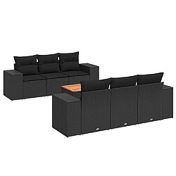 Maison Chic Salon de jardin 7 pcs avec coussins | Ensemble de Table et chaises | Mobilier d'Extérieur noir résine tressée -GKD82787