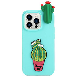 Coque en silicone Motif de dessin animé en 3D, anti-rayures pour votre iPhone 14 Pro - cactus