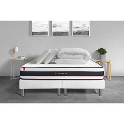 Somness Pack double sommier 90x200 + matelas FORM 180x200 + 2 oreillers mémoire de forme + Couette Percale