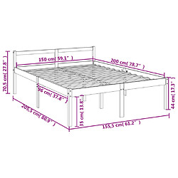 vidaXL Lit pour personne âgée sans matelas 150x200 cm bois pin massif pas cher