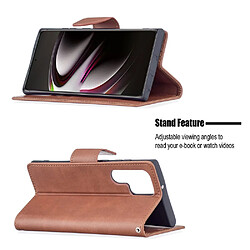 Etui en PU anti-rayures avec support marron pour votre Samsung Galaxy S22 Ultra