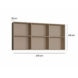 Inside 75 Sur-meuble 6 niches de rangements pour lit escamotable horizontal 90 x 200 cm Hauteur 106 cm finition taupe mat