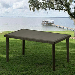 Grand Soleil 12 Tables de jardin rectangulaire en poly-rotin bar café bistrot 150x90, Couleur: Marron