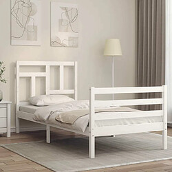 Maison Chic Cadre/structure de lit avec tête de lit pour adulte - Lit Moderne Chambre blanc simple bois massif -MN78835