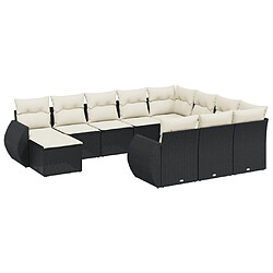 Maison Chic Salon de jardin 11 pcs avec coussins, Ensemble Tables et chaises d'extérieur noir résine tressée -GKD871716