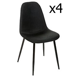 Pegane Lot de 4 chaises en noir et pieds métal noir - L45 cm