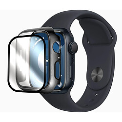 Verre trempé avec bords Noir + Coque de protection souple silicone Noir pour Apple Watch Series 9 41mm - VISIODIRECT -