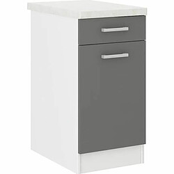 Youdoit Meuble bas de cuisine 40 cm avec plan de travail inclus - Gris