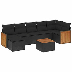 Maison Chic Ensemble Tables et chaises d'extérieur 8 pcs avec coussins,Salon de jardin noir résine tressée -GKD176594