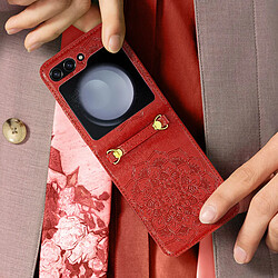 Avizar Coque pour Samsung Galaxy Z Flip 5 Motif fleur Collection Mandala Blossom Rouge pas cher