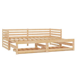 Maison Chic Lit d'appoint 2x(90x200)cm,Lit coulissant Lit de repos Bois de pin massif -GKD33587