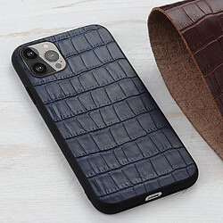 Coque en TPU + cuir véritable anti-rayures en peau de crocodile bleu pour votre Apple iPhone 13 Pro Max 6.7 pouces