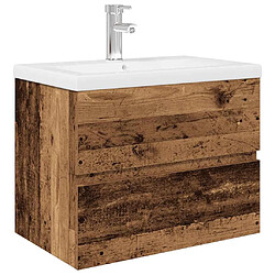 vidaXL Meuble lavabo avec bassin et robinet intégrés vieux bois