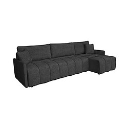 Avis Mes Canapé d'angle réversible 282 cm en tissu doux noir - RIZDA