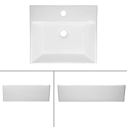 Ecd Germany Lavabo forme angulaire 415x360x130 mm, blanc, céramique - incl. set d'évacuation avec trop-plein