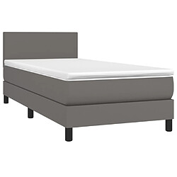 Avis Maison Chic Lit adulte- Lit + matelas,Sommier à lattes de lit avec matelas et LED Gris 90x200 cm -GKD92900