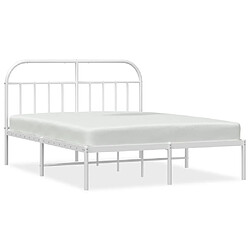 Maison Chic Lit adulte 140x200cm- Cadre de lit métal avec tête de lit pour chambre blanc -MN49581