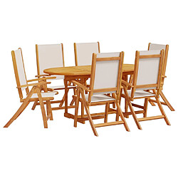 vidaXL Ensemble à Manger de jardin 7pcs bois d'acacia solide textilène