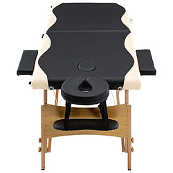 Avis vidaXL Table de massage pliable 2 zones Bois Noir et beige