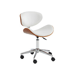 Avis Vente-Unique Chaise de bureau MONTENEGRO - Hauteur Ajustable - Simili - Noyer et Blanc