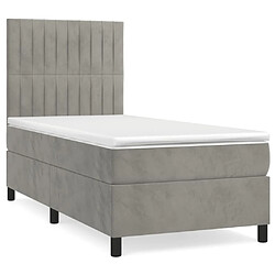 vidaXL Sommier à lattes de lit et matelas Gris clair 80x200 cm Velours