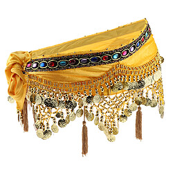 paillettes de danse du ventre hanche foulard femme jupe avec des pièces d'or jaune