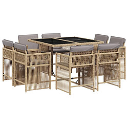 vidaXL Ensemble à manger de jardin et coussins 9 pcs mélange beige