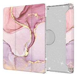 Etui en PU trois volets avec support transparent motif marbré/rose-mauve pour votre Apple iPad 10.2 (2020)(2019)