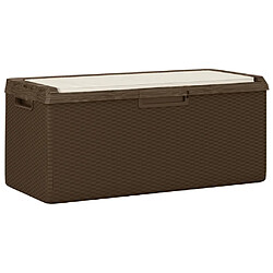 vidaXL Boîte de rangement jardin coussin de siège marron 350 L PP