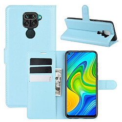 Etui en PU peau de litchi magnétique bleu clair pour votre Xiaomi Redmi Note 9/Redmi 10X 4G