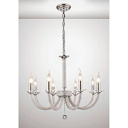 Luminaire Center Suspension Elena 8 Ampoules chrome poli/cristal