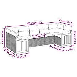 Acheter vidaXL Salon de jardin 7 pcs avec coussins noir résine tressée