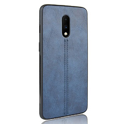 Avis Wewoo Coque Pour OnePlus 7 antichoc couture peau de vache motif PC + PU + TPU bleu