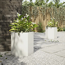 Avis vidaXL Jardinières 2 pcs blanc hexagone 46x40x45 cm acier