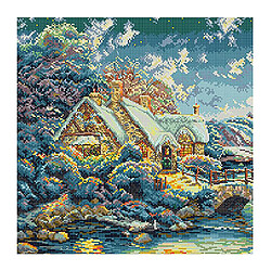 Kit De Point De Croix Estampé Avec Motif De Maison En Tissu Pré-imprimé 14CT 40x40cm