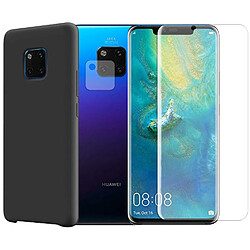 Protection intégrale Verre Trempé pour Huawei Mate 20 Pro + Verre Trempé Caméra Arrière+Coque souple silicone Noire - Visiodirect -