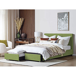 Beliani Lit double en tissu vert avec coffre 180 x 200 cm LA ROCHELLE