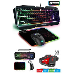 Pack GAMER Spirit Of Gamer PRO-ULTIMATE 500 SOURIS RGB + CLAVIER RGB + TAPIS SOURIS RGB + CONVERTISSEUR CROSSGAME NINTENDO PS4 XBOX