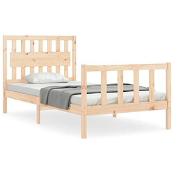 Maison Chic Cadre/structure de lit et tête de lit pour adulte - Lit Moderne Chambre 100x200 cm bois massif -MN28146